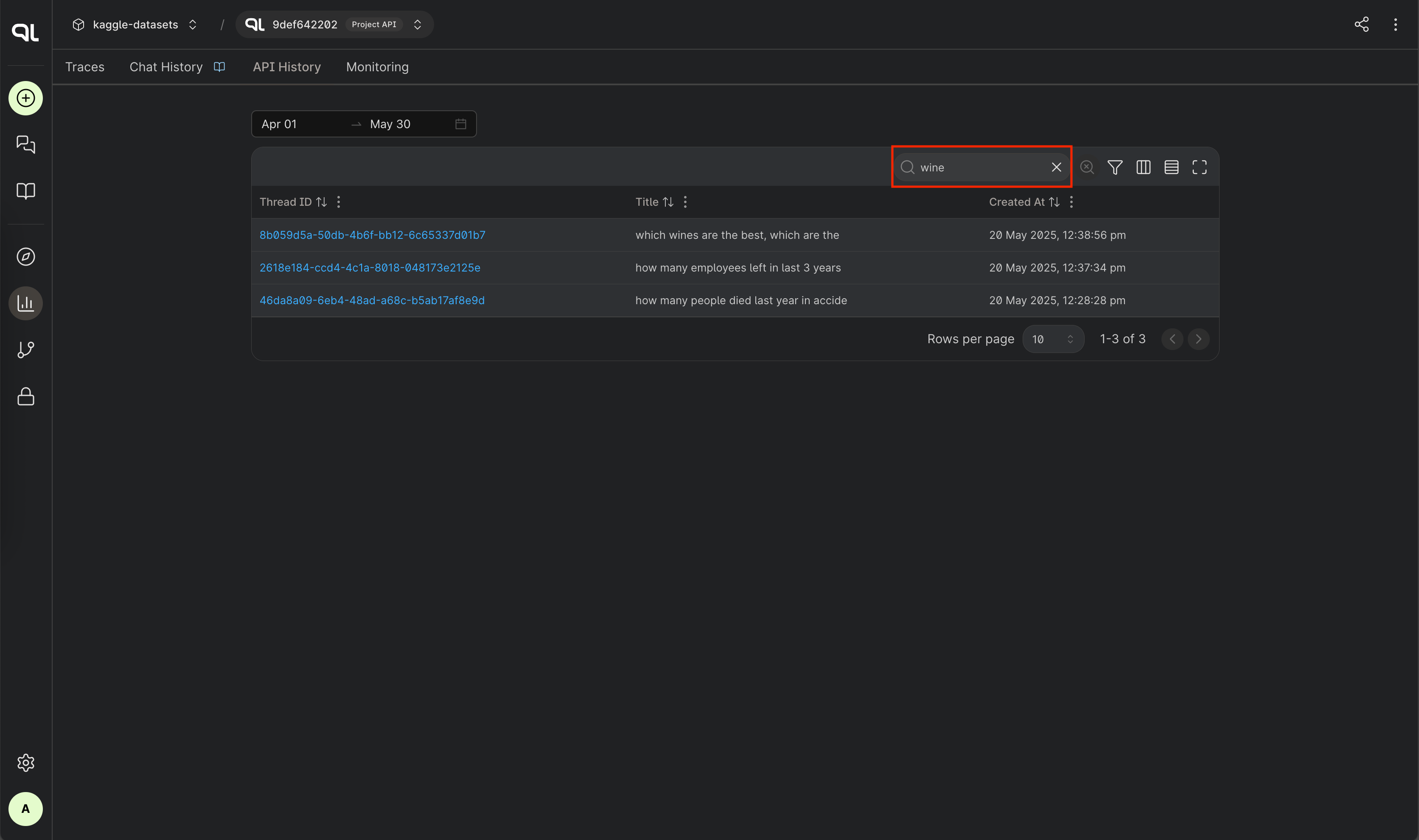 API History Search