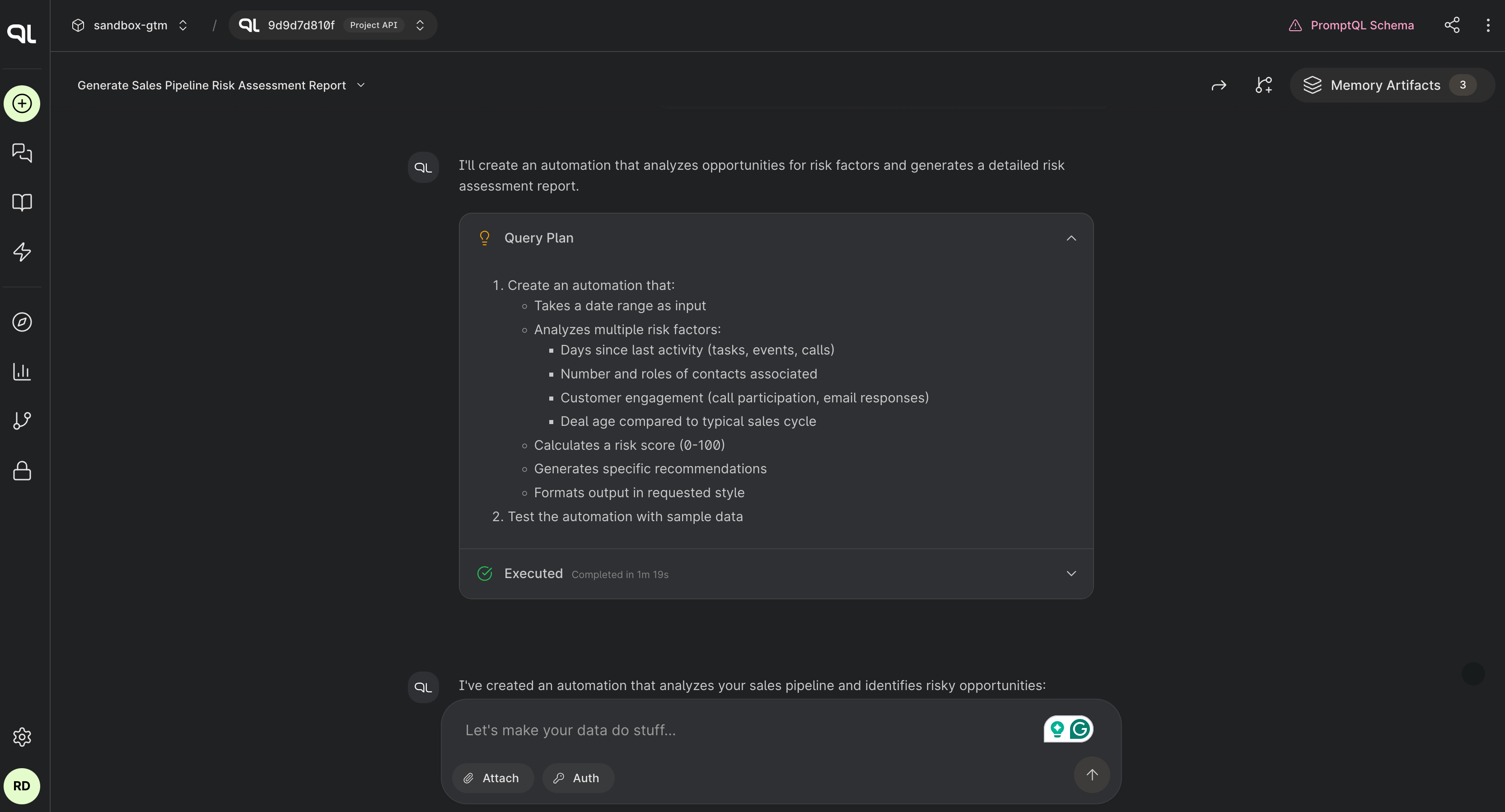 A PromptQL-generated automation.