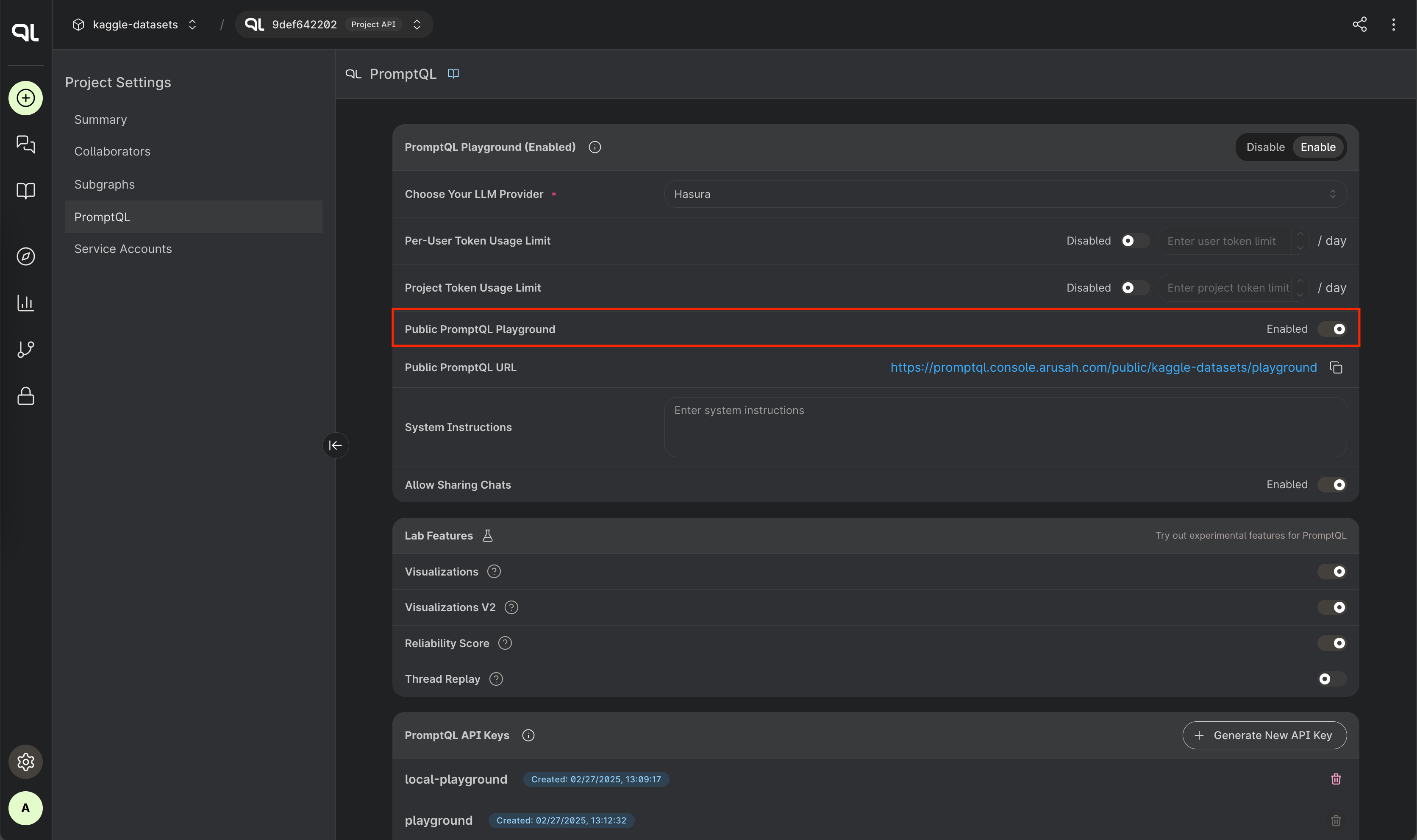 Enable Public PromptQL Playground